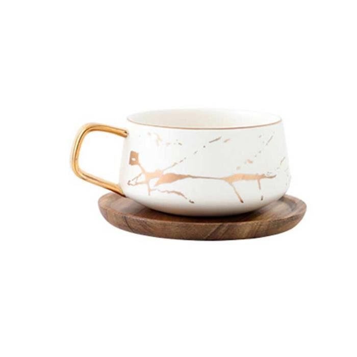 Service à café avec soucoupes,Tasses à café en marbre mat, luxe, service à thé, eau, lait, ustensiles condensés, - Type White 320ML