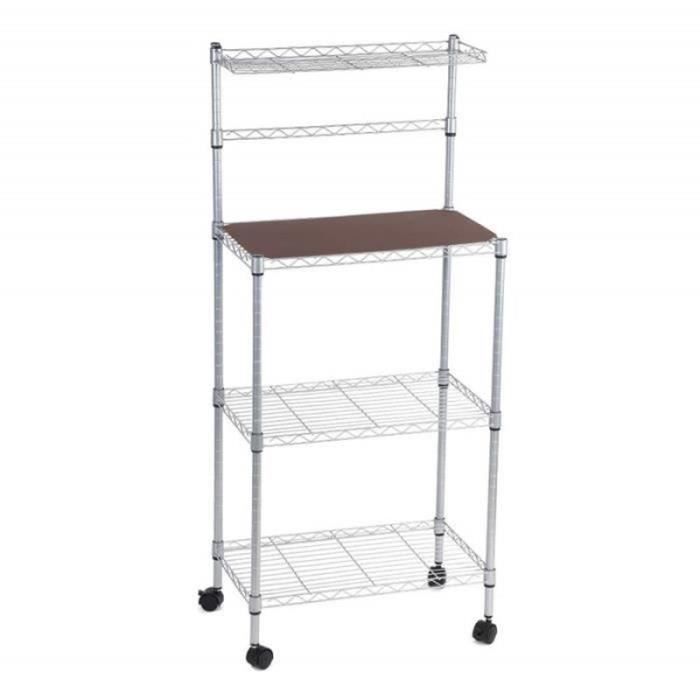 SE32743-Meuble de Rangement Cuisine avec 3 Tablettes Étagère de Cuisine Étagère de Rangement Cuisine avec Roulettes Meuble de Ra