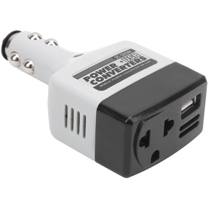HURRISE Chargeur de voiture 12V à 220V Convertisseur d'Alimentation Mobile 12V à 220V Chargeur Auto USB pour Charge du Téléphone