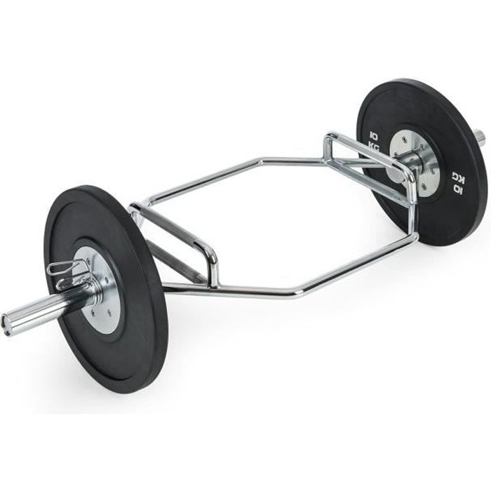 CAPITAL SPORTS Beastbar Hex-Bar Haltère court pour musculation - Barre hexagonale chromée - 2 prises différentes - Charge 300kg