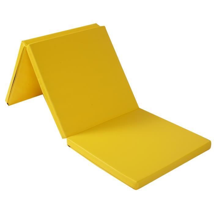 COSTWAY Tapis de Gymnastique 183 x 61 x 5 cm pour Fitness,Yoga Matelas Gymnastique Pliant Natte de Gym Tapis de Sol Pliable Jaune