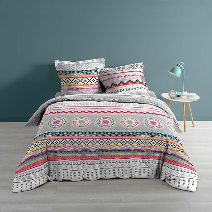 Housse de couette 220x240 Waxy + 2 taies 100% coton 57 fils Blanc, Bleu, Gris, Jaune, Noir, Orange, Rose, Rouge, Vert