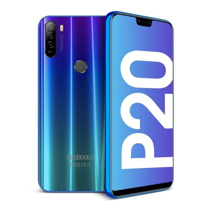 Smartphone Debloqué 5.85- Écran (4Go+64 Go) Android 10.0-Quad Core-Téléphone portable-BLEU