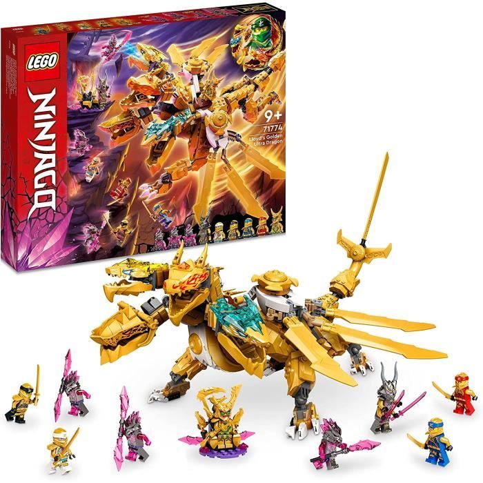 LEGO 71774 Ninjago L Ultra Dragon d Or de Lloyd, Ensemble de Minifigurines Inedites de Cole, Zane, Kai et Jay Dore, avec Figu