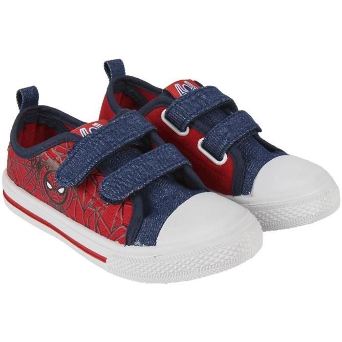 SPIDERMAN Tennis en Toile à Scratch Bleu/Rouge Enfant Garçon