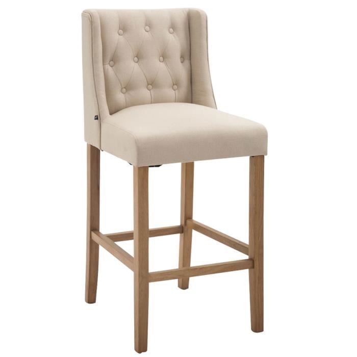 CLP Tabouret de bar CASSANDRA en tissu, chaise de comptoir à 4 pieds, dossier & repose-pieds pour plus de confort