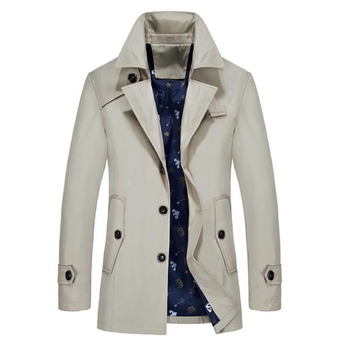 Trench homme de Marque décontracté moyen long Trench de printemps et d'automne extra large 7XL de style britannique manteau homme