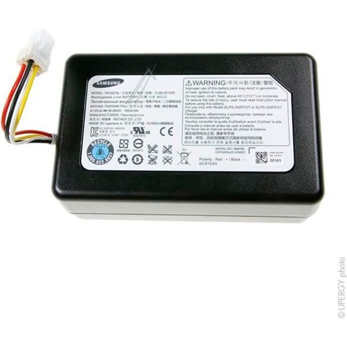 Batterie aspirateur VR20J9020UG 21.6V 2200mAh - H616372 6INR19/65 VR20J9020U-Samsung