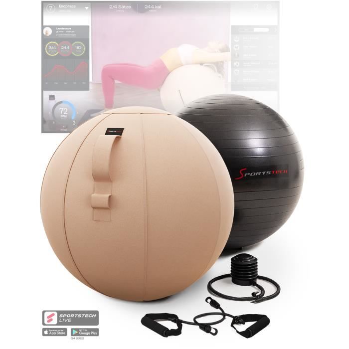 Sportstech Balle d'exercices Fitness 65cm | Home & Office | Pilates, Yoga, Grossesse & Gym à Domicile | Ballon Fitness | YOBA100