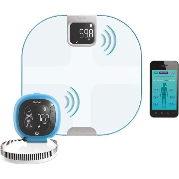 Tefal - Body Partner Pèse Personne Balance Connectée Compatible Health Kit Google Fit - Coaching Sportif Et Nutritionnel Intégré