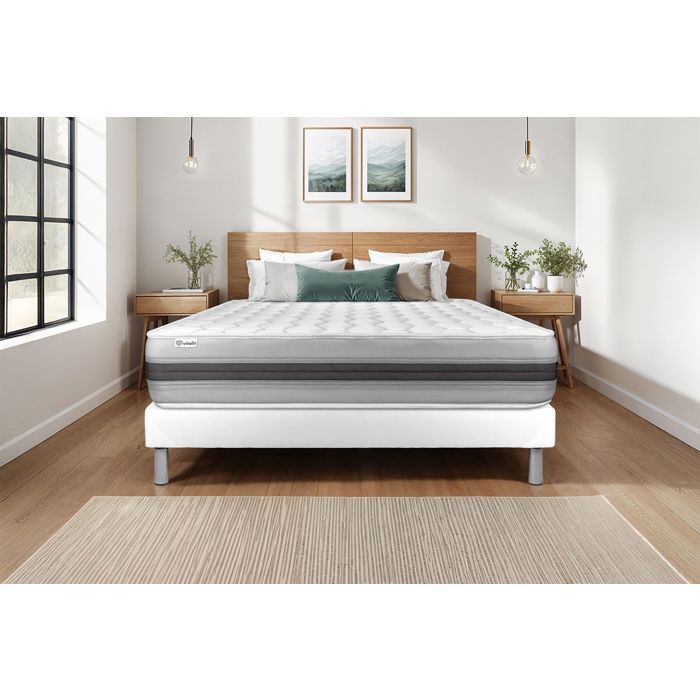 Matelas 180x200 VITALSPRING RECOVER Ressorts ensachés et Mémoire de forme - 28 cm - Equilibré - 7 zones de confort