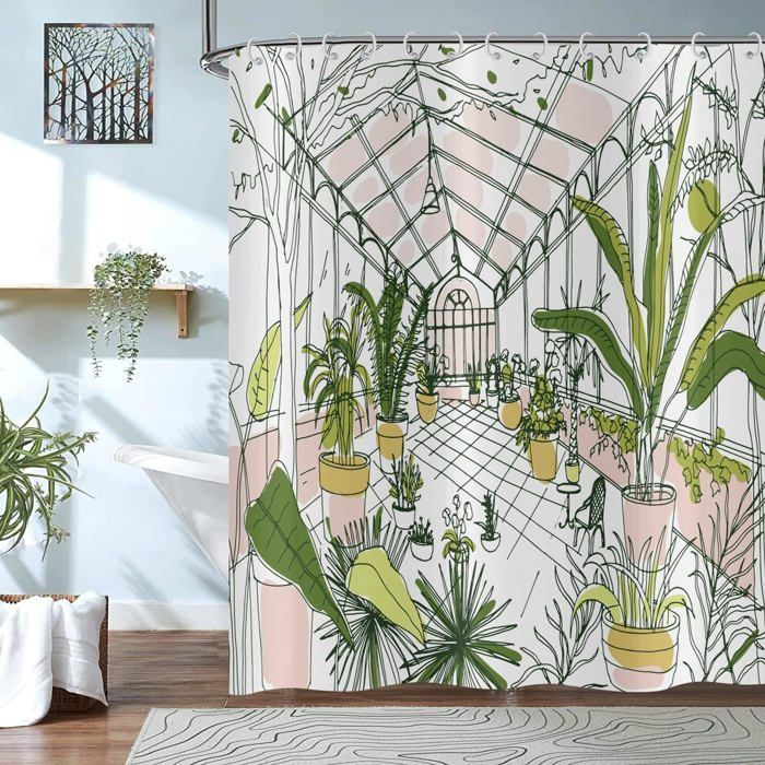 Décorations De Cactus, Rideau De Douche De Salle De Bain, Dessin De Cactus Sur Le Thème