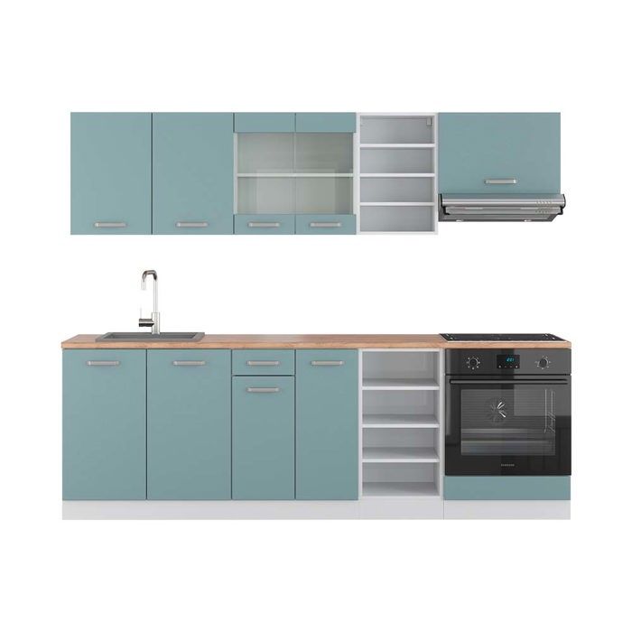 Vicco cuisine R-Line, Artisan chêne/blanc, 240 cm avec plan Vicco cuisine R-Line, Artisan chêne/blanc, 240 cm avec plan