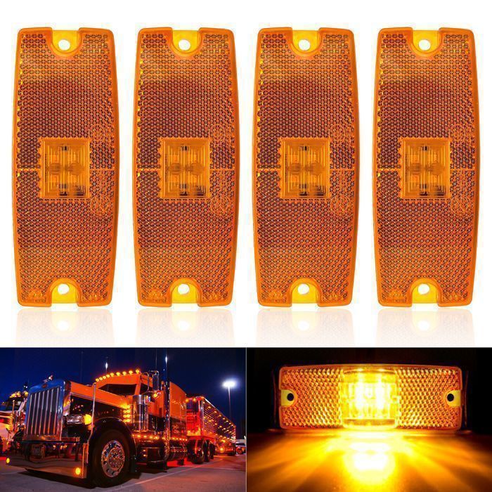 8 Feux De Marquage Latéral Ambre 12-24V - Pour Camion, Remorque, Camping-car, 9 LED, étanches IP67