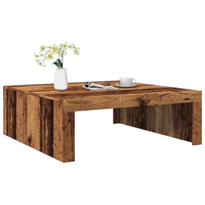 vidaXL Table basse vieux bois 100x100x35 cm bois dingénierie table latérale table de salon table daccent bout de 856684