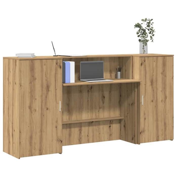 vidaXL Bureau réception chêne artisanal 200x50x1035cm bois ingénierie comptoir de réception réception de salon comptoir 3324222