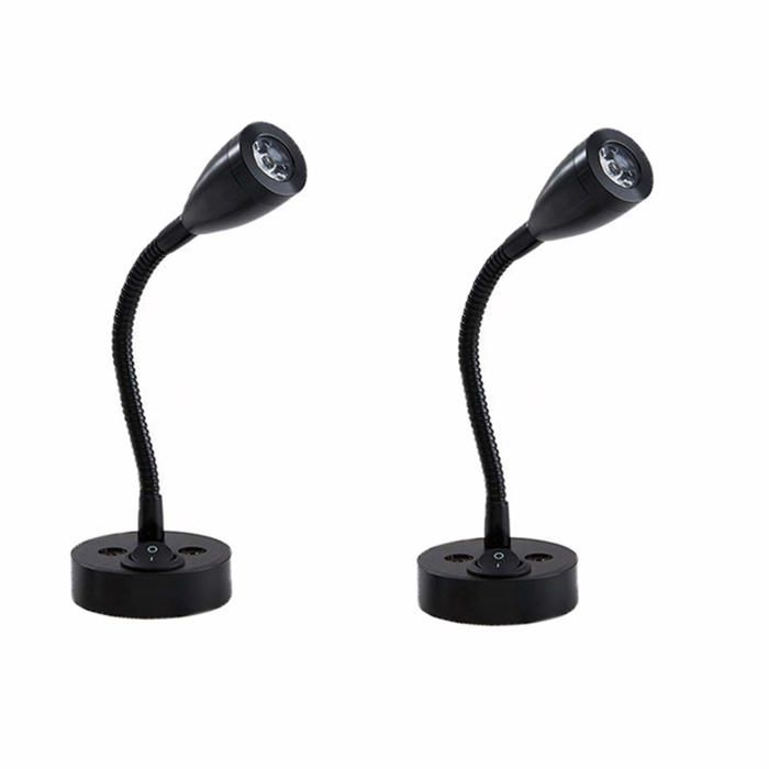 2 Pièces Lampes de Lecture Spot LED 12V Interrupteur réglable Lampe de Chevet Murale lumière intérieure Camping-Car 6000K Blanche