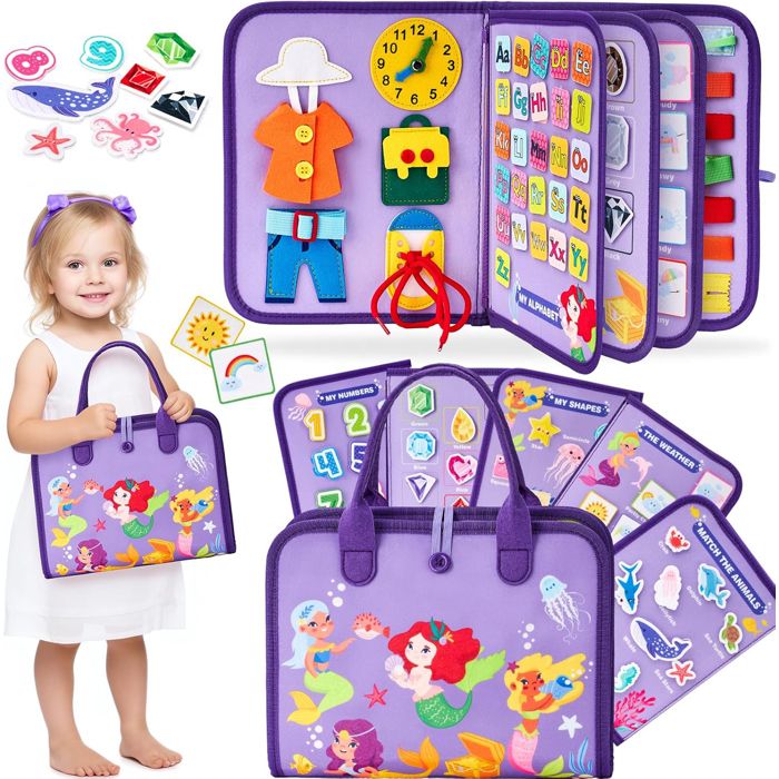 Jouet Montessori pour 3 4 5 6ans Busy Board Montessori Sirène 5 Couches Planche pour Fille pour Enfant Jeu Educatif Apprendre
