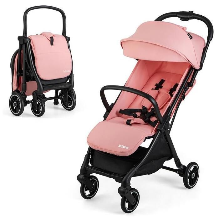 DREAMADE Poussette Canne Bébé 0-3 Ans à 15 kgPoussette Légère Compacte avec Harnais à 5 Points Repose-pieds Réglables Rose