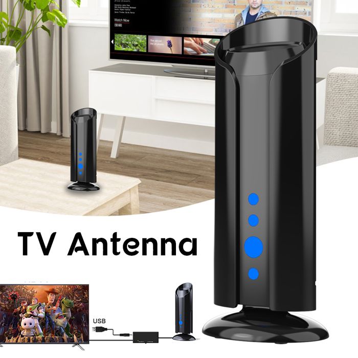 Antenne TV Intérieure Ultra Puissante 620+ KM - Amplifiée 4K HD, Réception 360° Avec Boost Intelligent, Câble 10m, TNT Gratuite Pour Smart TV & HDTV