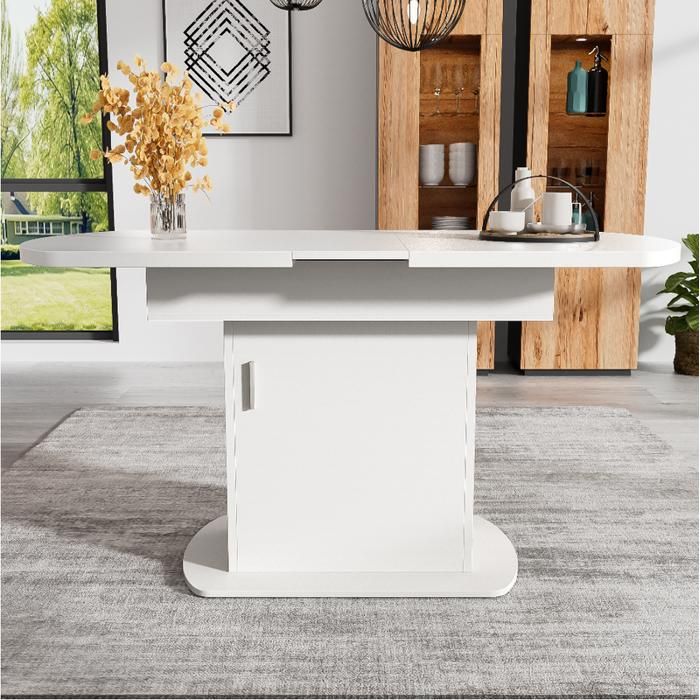Table à manger ovale extensible L110 / 130 * W70 * H75cm table à manger avec rangement table de loisirs à caféblanche +