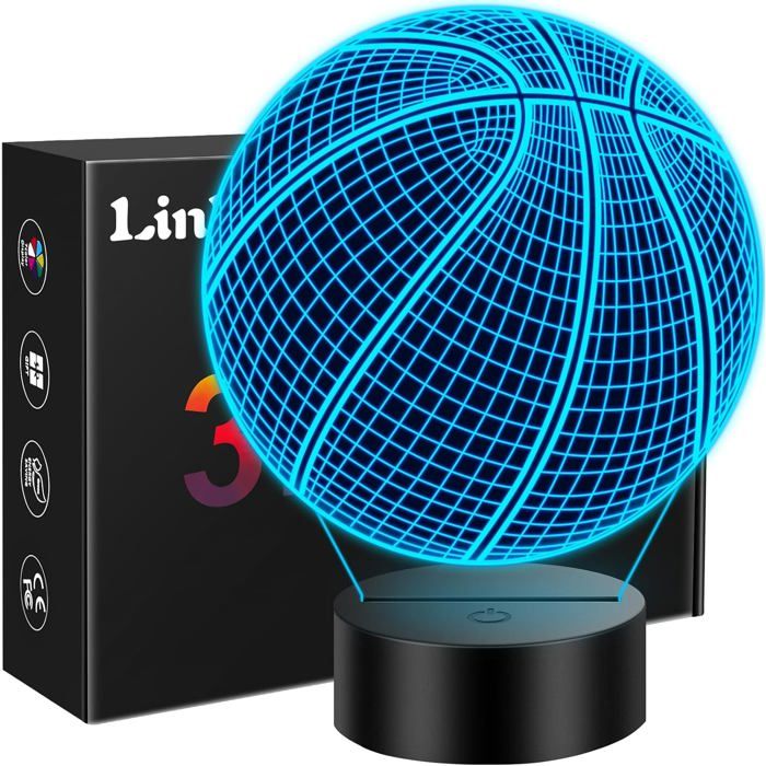 ®Rising FF Veilleuse cadeau basket pour garçons de 8 à 10 ans veilleuse LED 3D avec télécommande