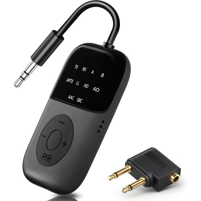 Émetteur-Récepteur Bluetooth 5.3 2-en-1 – Adaptateur Avion/TV – Double Connexion AirPods – 3,5 Mm