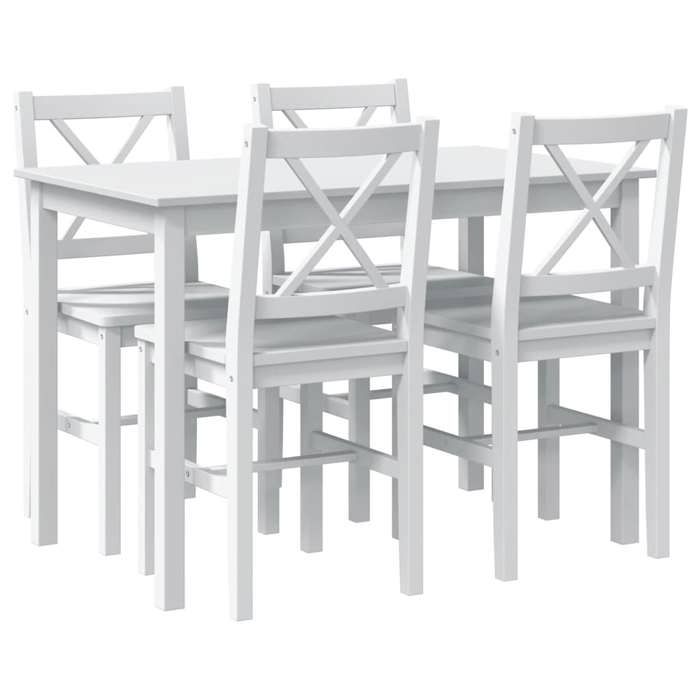 Ensemble à manger en bois - vidaxl - 5 pièces - Blanc - Table 108x65x73 cm - Chaise 39x41x855 cm - Bois de pin