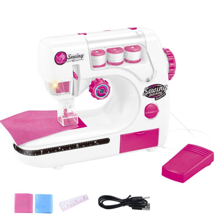 Jouet Machine à coudre pour enfants fil matériaux lumières et sons