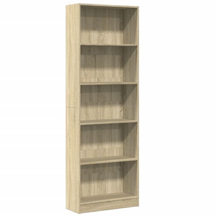 Bibliothèque en bois dingénierie - JILL - Chêne sonoma - 60x24x176 cm - Compartiments ouverts - Facile à entretenir
