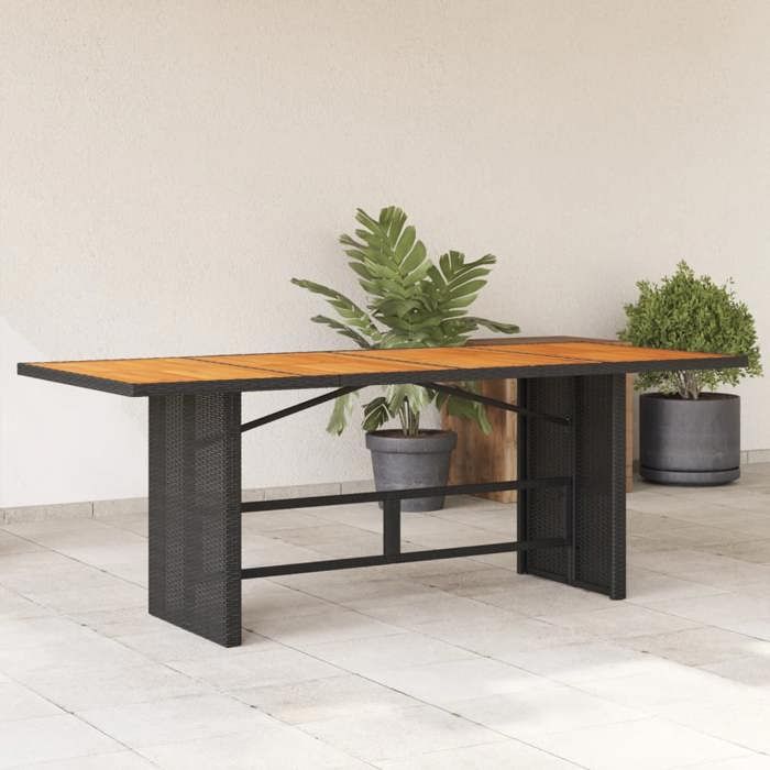 SALE 2026 Table de jardin Noir - Table de jardin et dessus en bois dacacia noir résine tressée PRO384288958