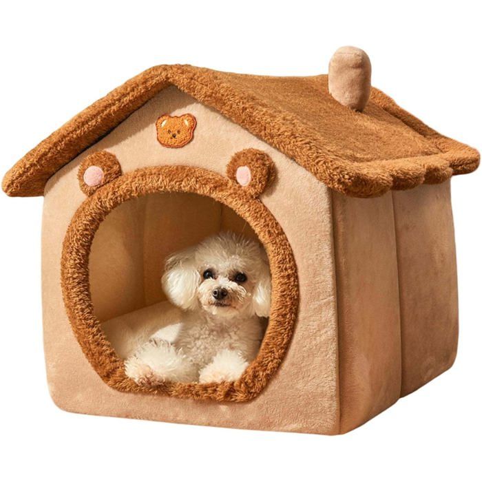 Lit pour Chat Dintérieur Abri Hivernal Fermé pour Petits Animaux Doux Et Chaud Niche Pliable pour Chat pour Chambre Salon Balcon