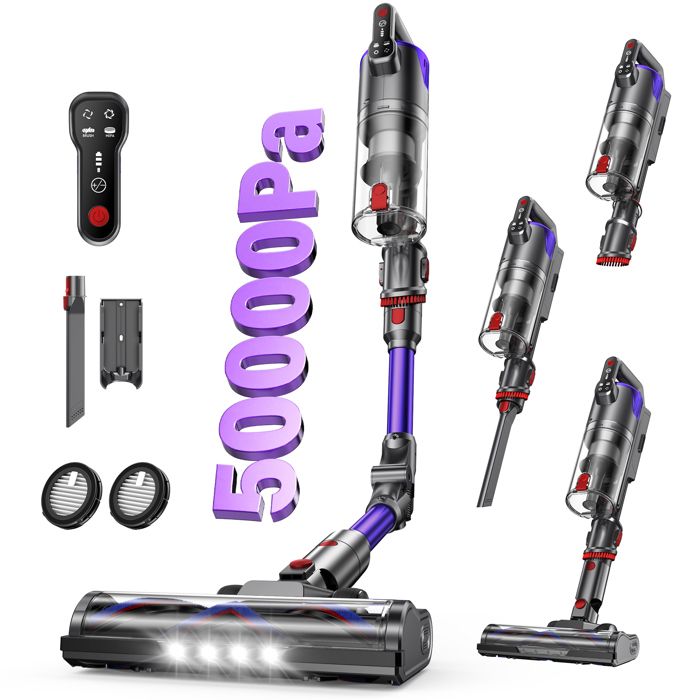 Aspirateur balai sans fil - YOIMOIMO - 50 kPa - Autonomie 45-50 min - Brosse anti emmêlement