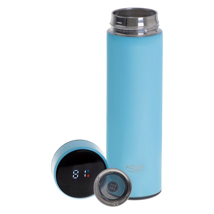 Adler Thermos AD 4506 473 ml bleu — écran tactile LED indicateur de température inox SS304 isotherme