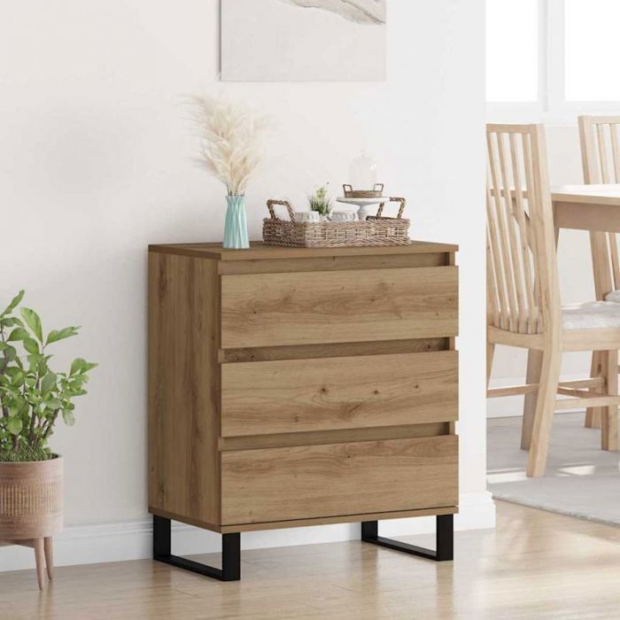 Buffet bas contemporain VIDAXL chêne artisanal 60 x 35 x 70 cm - bois dingénierie