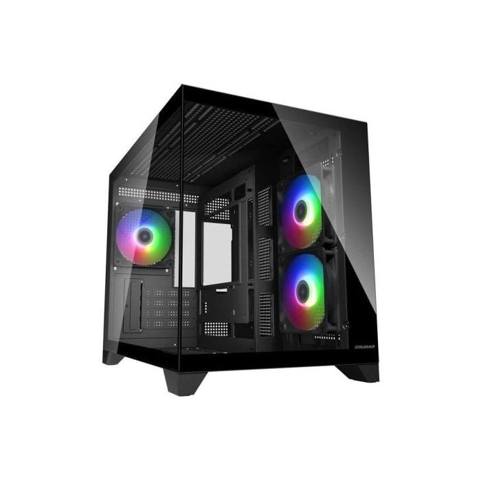 Boîtier Cougar CGR-2QA6B-RGB Mini-Tower Micro-ATX RGB avec fenêtre en verre - Noir