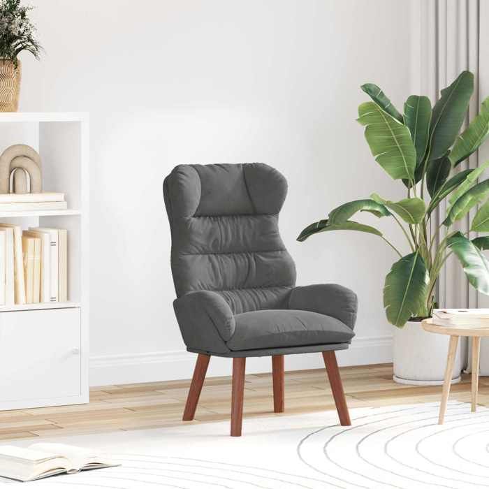 NEW 2026 Fauteuil-chaise simple - 1 pc - Poids maximal: 110 kg - Gris foncé 69x74x93 cm Velours L6699