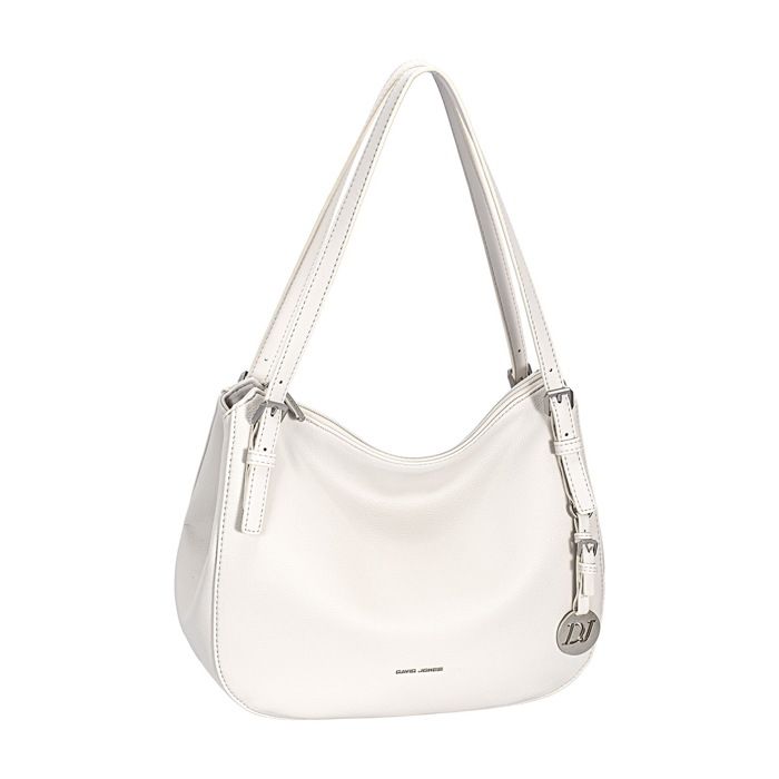 David Jones Paris Sac cabas femme en similicuir PU double compartiment et poches zippées - Couleur Blanc