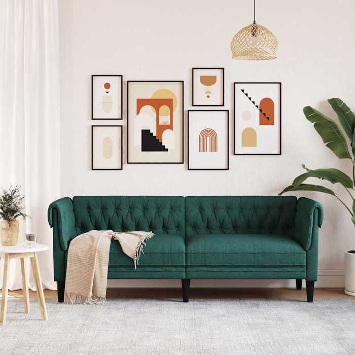 Vert SOFA - PHSH - Canapé Chesterfield 3 places - contemporain - vert foncé tissu - C1876