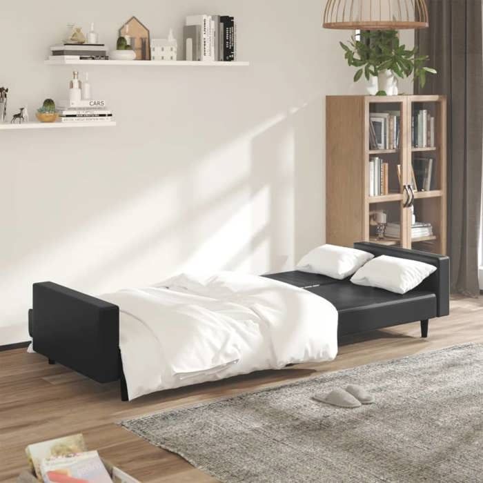 SHELL© Canapé-lit - SOFA 2 en 1 - 2 places - noir similicuir - (par siège) : 110 kg C2939