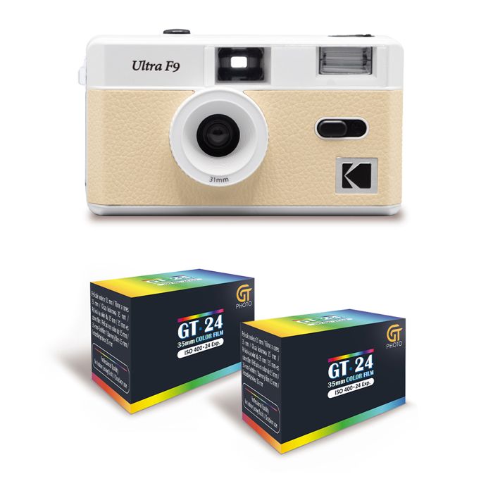 KODAK Ultra F9 Appareil Photo Argentique Réutilisable 35mm Objectif Fixe 31mm F9 Flash Intégré Chargement Facile Rembobinage Manuel Jaune + 2 Pellicules Couleur 24 Expositions Neuf - vue 4