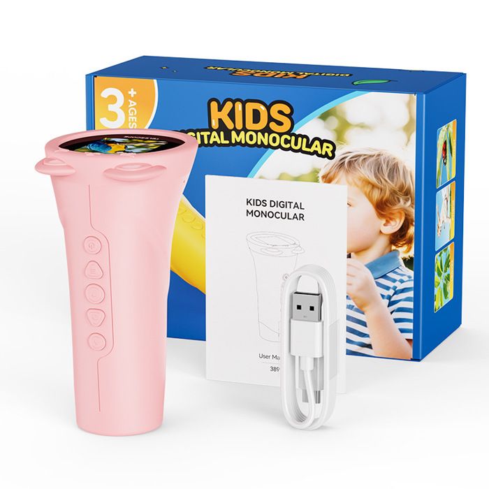 Microscope-Microscope pour enfants- Monoculaire numérique pour enfants-Grossissement 10x-Écran IPS 2 pouces-Photo et vidéo 2 MP-Cart