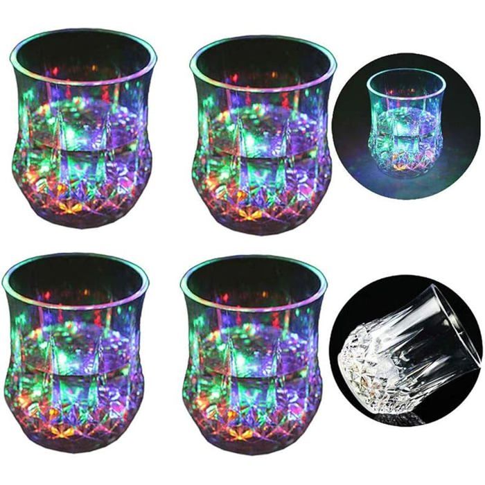 4 Pcs Verre Lumineux Led Verre Mojito Verres Led Acrylique Verre Incassable Texture PC Verres à Liqueur Led Vert VERRE A COCKTAIL