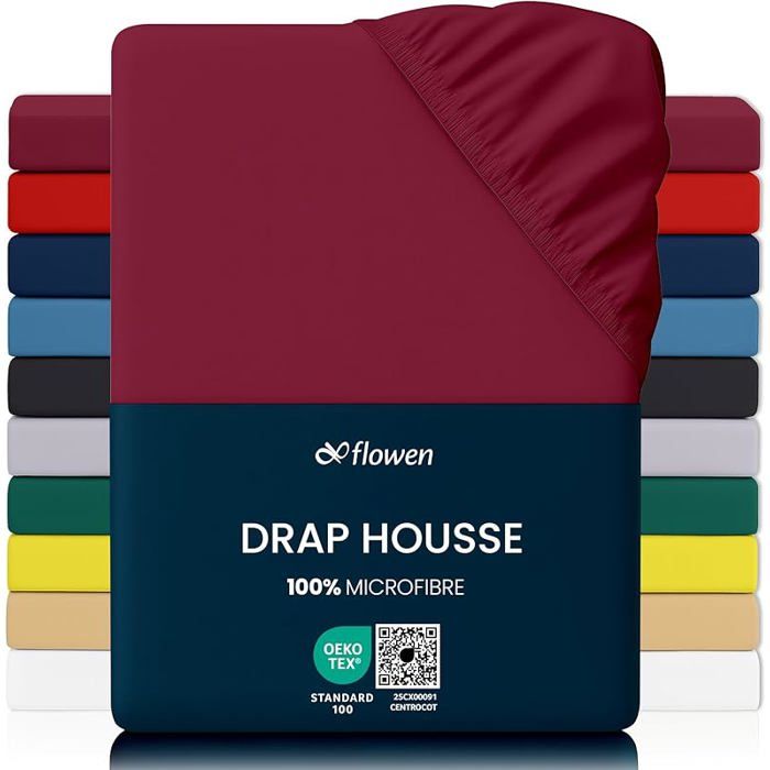 Drap Housse 140x200 cm en Microfibre avec Coins Élastiqués pour Matelas de 30 cm Haut Tissu 140x200 cm