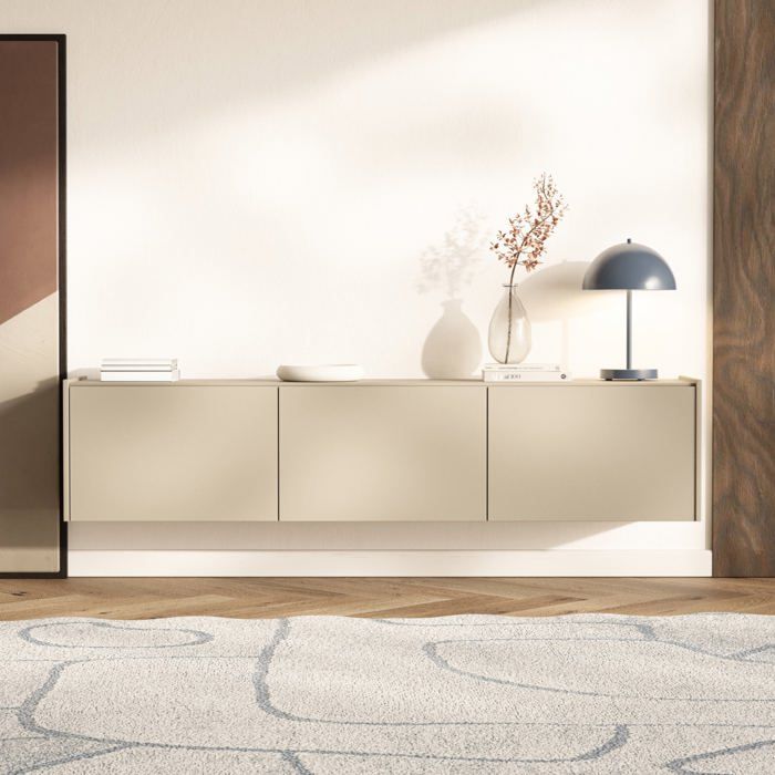 Meuble TV mural ou posé – MAGRO – Gris cachemire – 180 cm