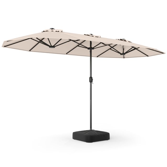 Parasol de Jardin Exterieur avec Pied GIANTEX 4M Parasol Rectangulaire Double 12 BaleinesManivelle&Sommet VentiléUV 50+ Beige