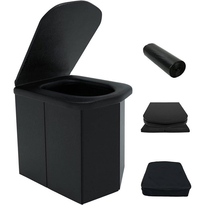 Toilettes de camping portables pliantes sèches avec couvercle sans produits chimiques supportent plus de 200 kg kit hygiénique ad