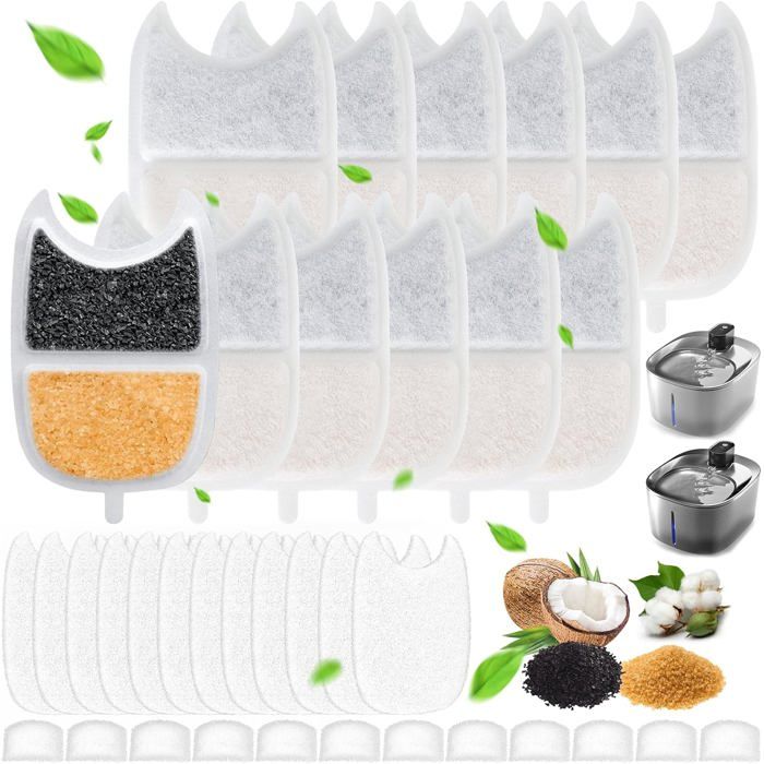 Lot De 12 Filtres Pour Fontaine À Eau Feelneedy 4L Pour Chat Ypd-C00412 Filtres À Charbon12 Éponges Pré-Filtrées12 Éponges Pour