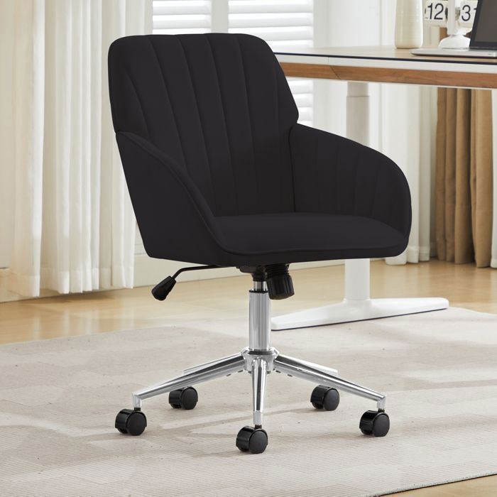 Design solide et sécurisé chaise de bureau pivotante réglable en hauteur couleur noir