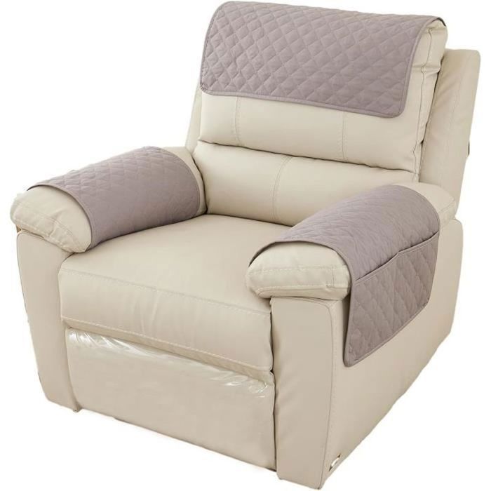 HOUSSE DE FAUTEUIL Housse de Fauteuil 1 Place Canapé Appuie-Tête Réversible Protégé Canape Couvre Canapé avec AccoudoirsProtege